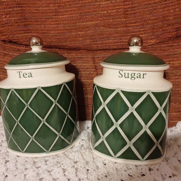 Vintage Arthur woods pottery storage jars X 2