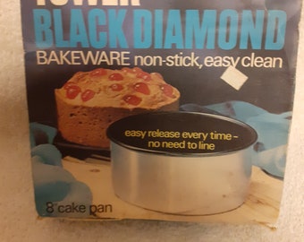 vintage tower black dimond bakeware non stick easy clean 8 inch cake pan in box