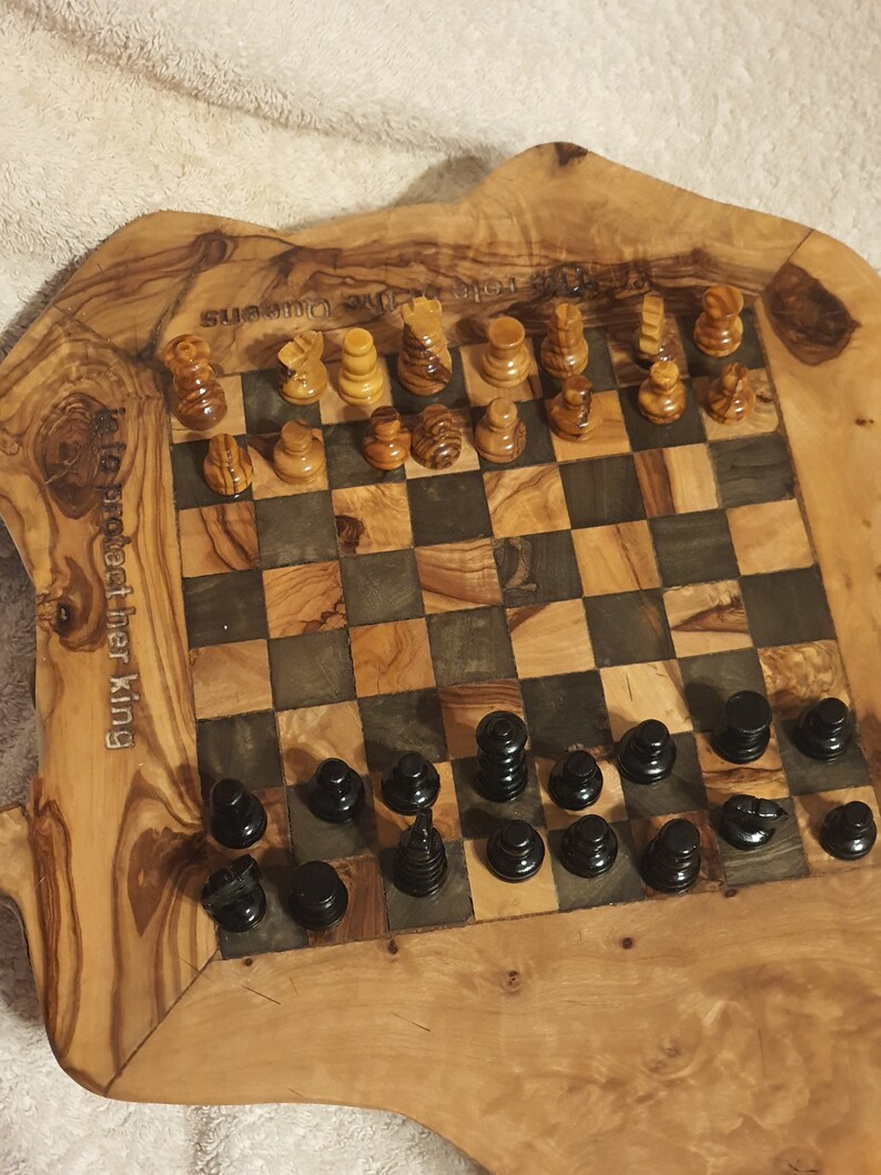 Vintage Rustic Olive Wood Chess Set With Drawers and Pieces Etsy UK