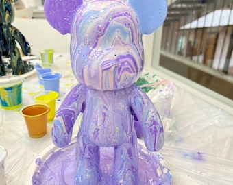 Kit de urso fluido DIY, pintura de tijolos de urso, tinta acrílica, arte personalizável, artesanato não tóxico para meninos e meninas