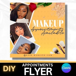 DIY Booking Flyer, Appointments Available, Books Opened, Hair, Makeup, Nails, Editable Canva Template