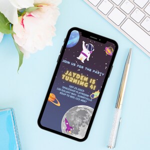Animated Birthday Invitation Template - Space and Astronaut