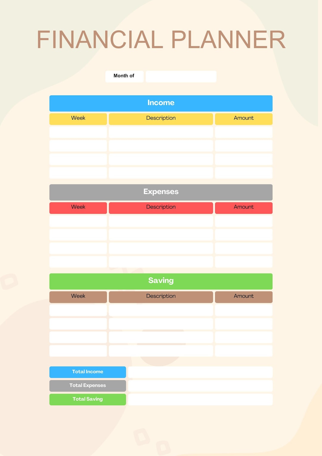Easy & Basic Printable Financial Planner, - Etsy
