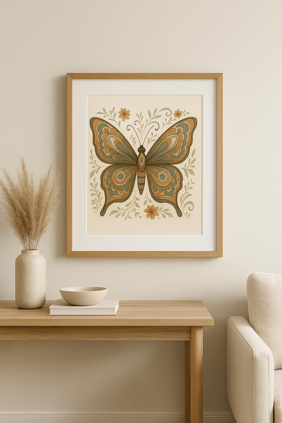Boho Butterfly Wall Art Printable | Minimalist Earth Tone Decor ...