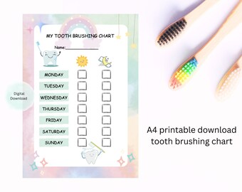 Weekly Kids/toddler Toothbrushing Chart Magic theme INSTANT DOWNLOAD