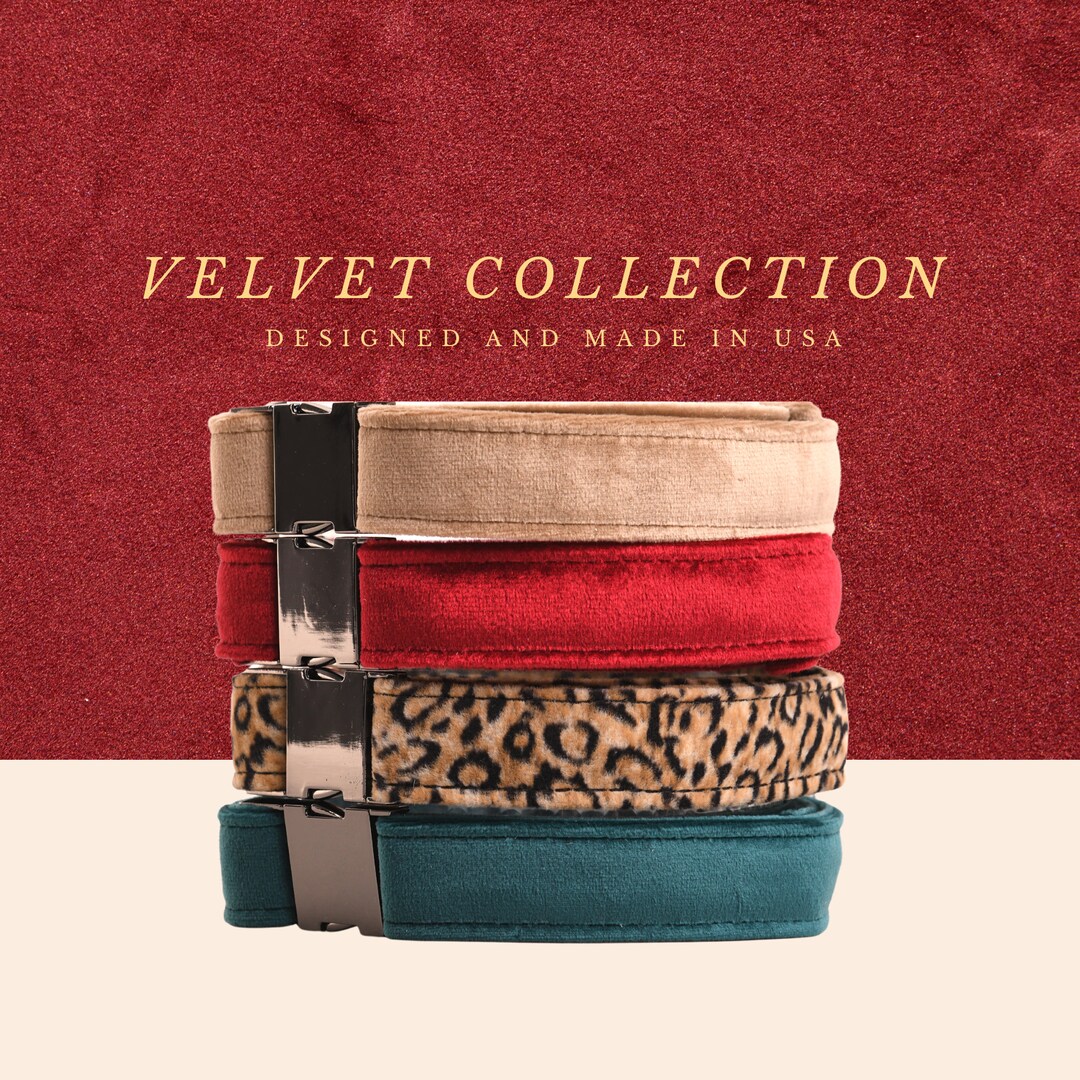 Handmade in USA Velvet Dog Collar and Leash Set High Fashion Etsy