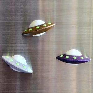 UFO Fridge Magnets [3-Pack]: Glow-in-the-Dark Extraterrestrial Decor
