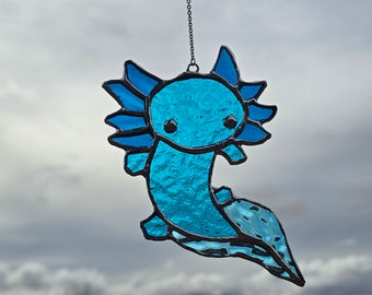 Sparkling Axolotl Stained Glass Suncatcher