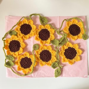 Crochet sunflower garland bunting wall hanging decoration