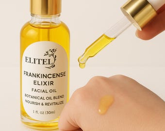 Frankincense Resin Face Oil: Hojari, Jojoba, Black Seed, Castor, Linseed - Handmade