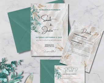 Editable invitation, White Lace wedding, Printable Wedding Invitation Set, Printable Wedding Invitations, Personalized invites, Printable
