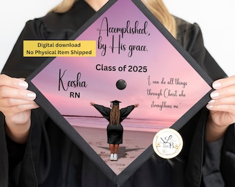 Birrete de graduación personalizado, adorno cristiano para birrete, birrete de graduación, diseño personalizado, adorno personalizado para birrete, birrete personalizado, adorno imprimible para birrete