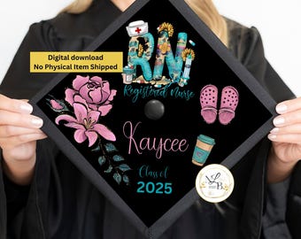 Adorno para birrete de enfermería, adornos para birrete de enfermera, birrete de graduación, diseño de birrete personalizado, adorno para birrete personalizado, birrete personalizado, adorno para birrete imprimible