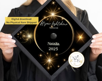 Adorno para birrete de graduación, Deja que brille tu luz, Adornos para birrete, Birrete de graduación, Diseño de birrete personalizado, Adorno para birrete personalizado, Birrete personalizado, Imprimible