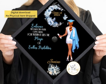 Birrete de graduación personalizado, infinitas posibilidades, adornos para birretes, personalizables, diseño de birrete personalizado, adorno para birrete personalizado, birrete personalizado, imprimible