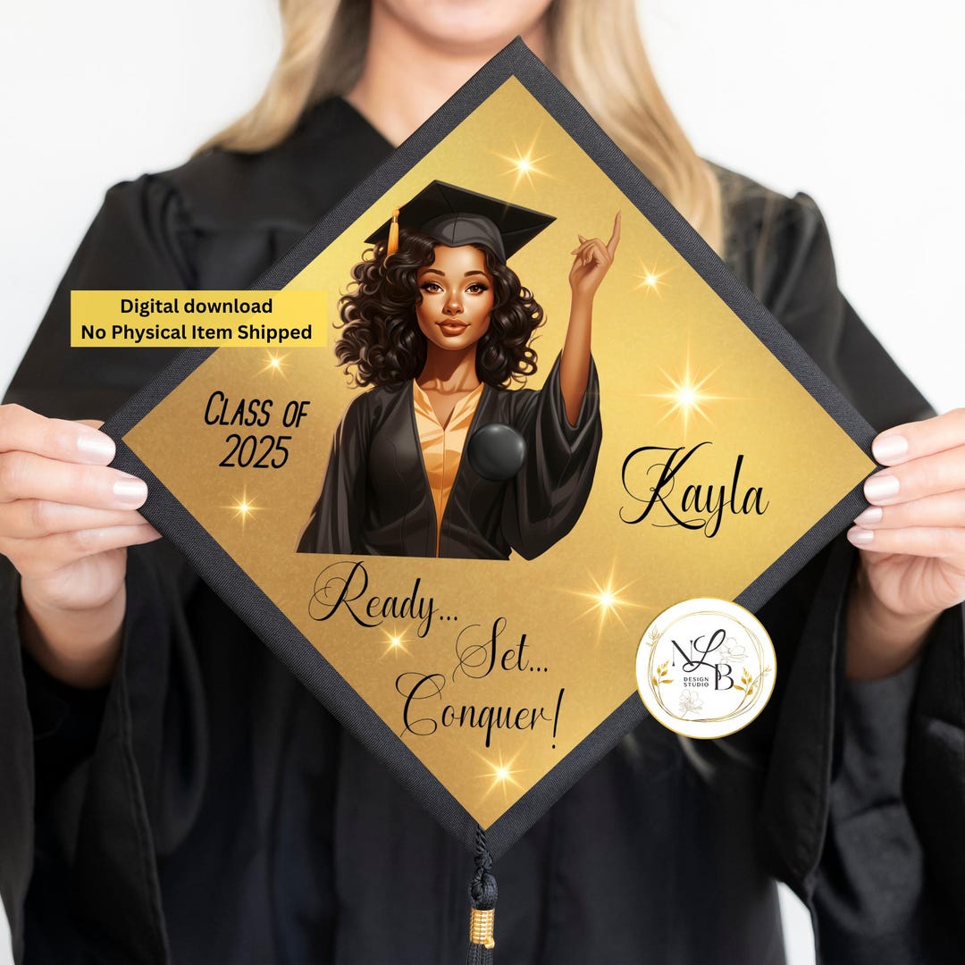 Grad Cap Topper Rugby Grad Cap Topper, Ready Set Conquer, Cap Toppers, Graduation Cap, Custom ...