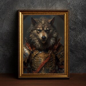 Victorian Wolf Portrait Print, Dark Academia Gothic Decor (Digital Download)