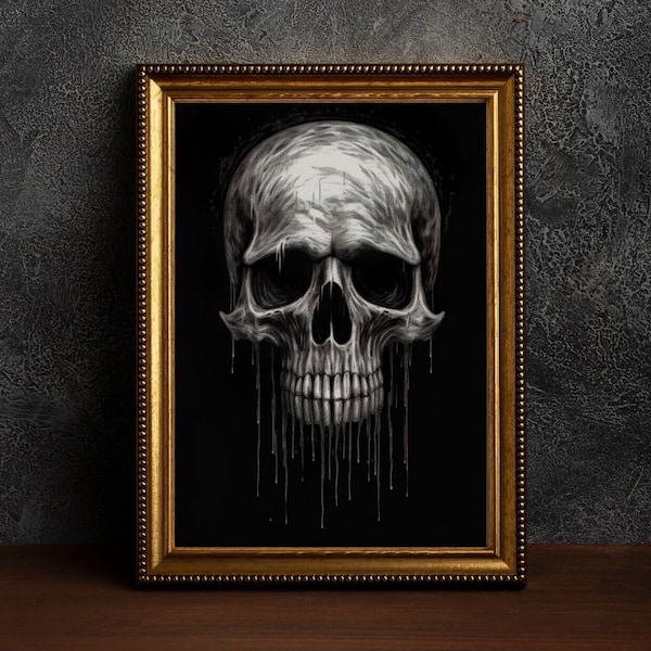 Skull Art Print, Skeleton Instant Download Printable Home Decor, Skull Digital Poster Wall Art Gift, Gothic Home Decor