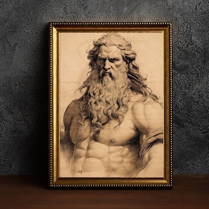 Zeus Poster, Printable Zeus, The Mythological God Print, Abandoned Art, Dark Academia Room Decor, Mythology Poster