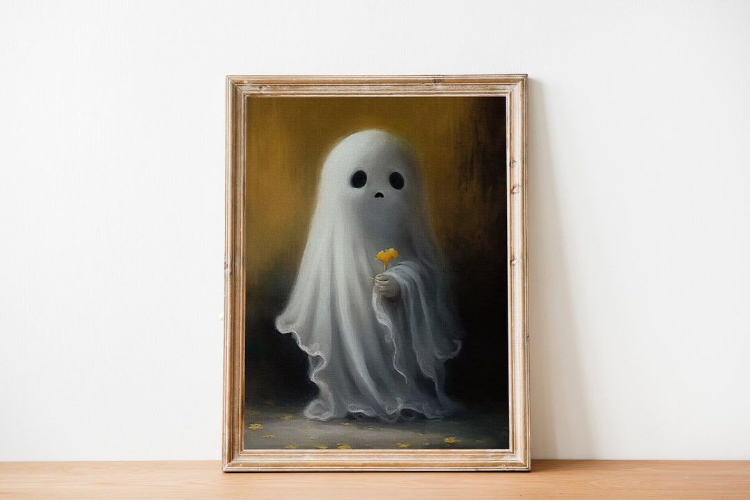 Wall Flower Ghost Poster Sheeted Ghost Art Print Cute Little - Etsy
