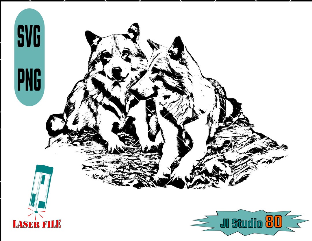 Laser Engrave File, Wolves Svg and Png, CO2 Diode Laser Wood