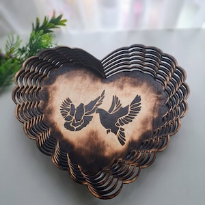 Heart Shape Twisted Scroll Saw Bowl Pattern (svg, png)