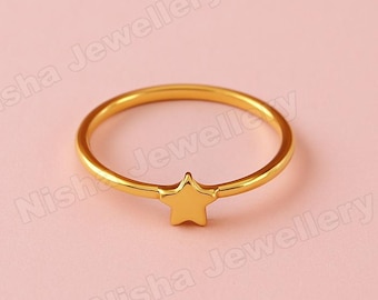 Gold Stern Ring | 925 Sterling Silber himmlische Minimal Ring | Valentinstag Geschenk