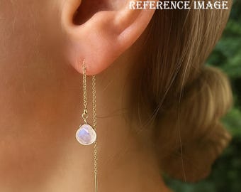 Karneol, Chalcy Ohrringe, 9 mm Herz Cut Threader Ohrring, Minimalistischer Schmuck, Weihnachtsgeschenk
