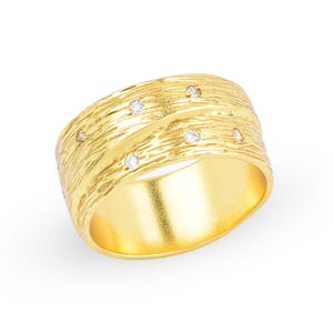 925 Sterling Silver Diamond CZ Texture Band Ring | Dainty Promise Ring
