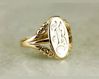 Anillo con sello de monograma / Anillo con inicial en plata de ley 925, joyería personalizada / Regalos de boda