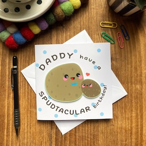 Niedliche handgemachte Geburtstagskarte für Papa-Lustiges Wortspiel Grußkarte-besondere Anlass Karte für Papa von Kinder-Neuheit Karte für Ihn-Quadratische Karte