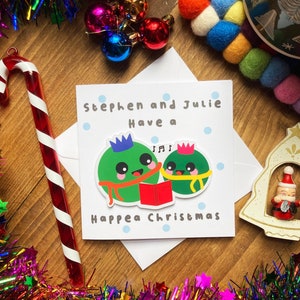 Personalisierte Weihnachtskarte für Paar-süßes lustiges Wortspiel Weihnachtskarte für Freunde / Familie-Handgemachte Weihnachtskarte