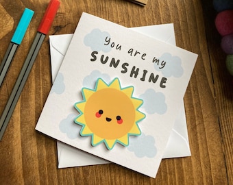 Anniversary Card for Husband/Boyfriend - You are my sunshine Love Card for Him Handmade Greetings Card