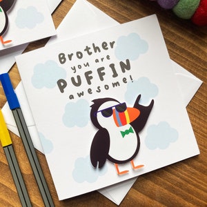 Lustiges Wortspiel Geburtstagskarte für Bruder-Niedliche handgemachte Gruß-Karte-Karte für besondere Anlässe-Neuheit Karte für Bruder-Quadrat weiße Karte