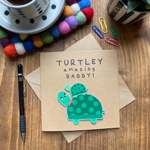 Geburtstagskarte für Daddy-Daddy Geburtstagskarte von Kindern / Kindern-Süße handgemachte Schildkröten Erstaunliche Daddy-Geburtstagskarte-besondere Karte Vater