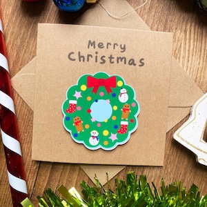 Packung Weihnachtskarten-Handgemachte Packung mit 5 Weihnachtskarten mit Lebkuchen, Weihnachtsmann, Kranz, Strumpf-Nette Merry Christmas Karten
