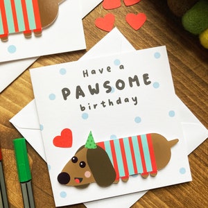 Birthday Card for Her Cute Handmade Birthday Card Funny Pun Birthday Card for Her Mum/Wife/Daughter Sausage/Dachshund Birthday Card image 8