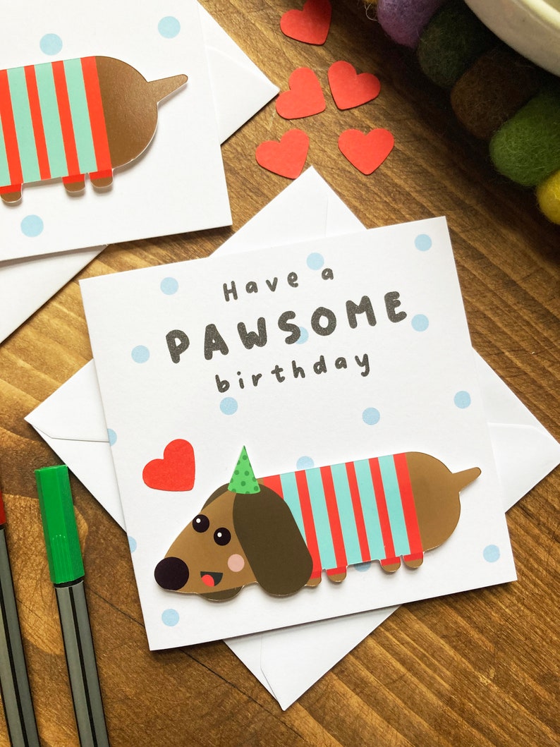Birthday Card for Her Cute Handmade Birthday Card Funny Pun Birthday Card for Her Mum/Wife/Daughter Sausage/Dachshund Birthday Card image 8