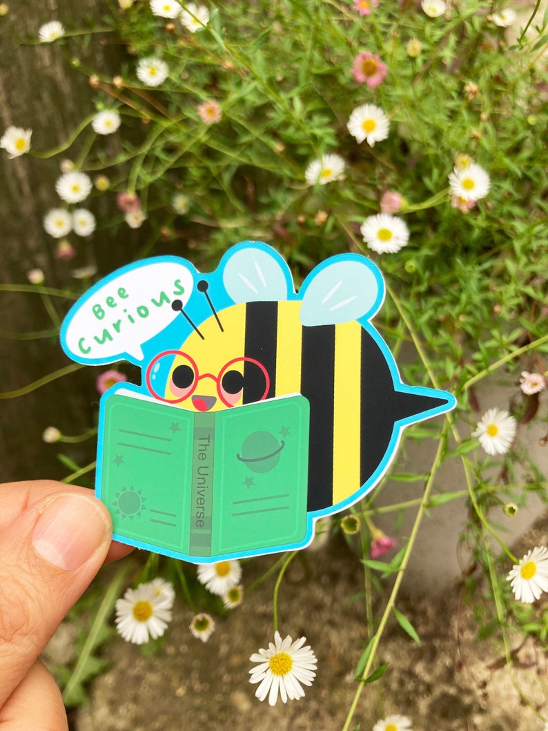 Cute Bee Sticker-Kawaii Stickers-Kawaii Decal Planners and Journals-Positivity Self Love Sticker-Waterproof Vinyl Sticker-Reading Stickers image 4