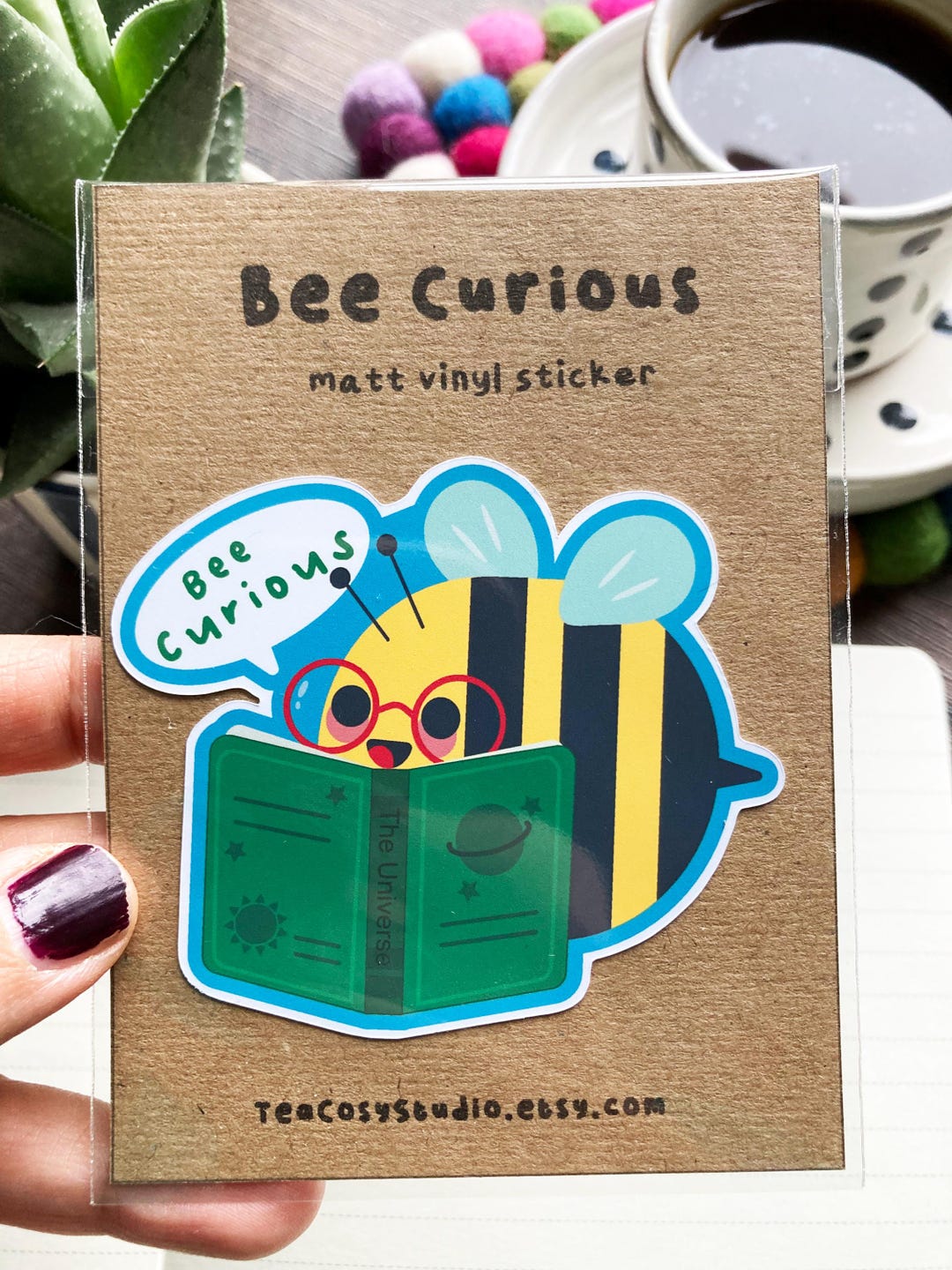 Cute Bee Sticker-book Addict Sticker-journal Sticker-laptop Sticker ...