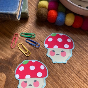 Cute Mushroom Sticker-Kawaii Sticker/Decal Planners and Journal-Grumpy Toadstool Sticker-Scarp booking Waterproof Matt Vinyl Sticker image 6