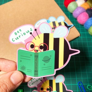 Cute Bee Sticker-Kawaii Stickers-Kawaii Decal Planners and Journals-Positivity Self Love Sticker-Waterproof Vinyl Sticker-Reading Stickers image 6