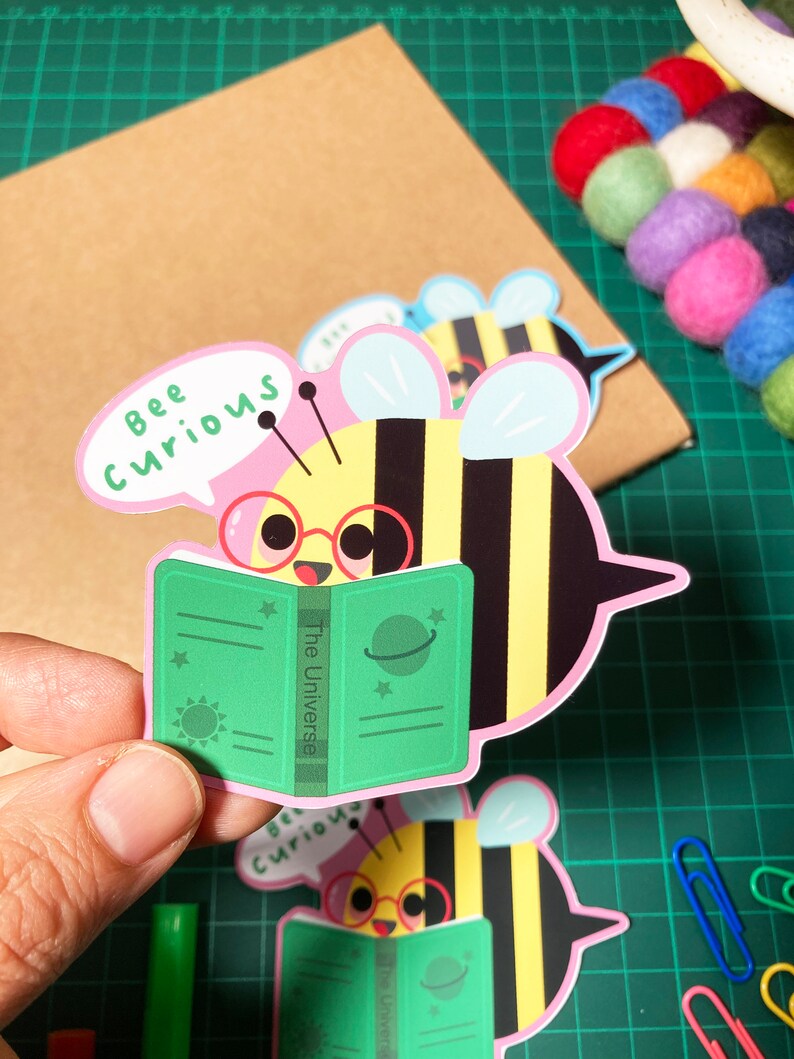 Cute Bee Sticker-Kawaii Stickers-Kawaii Decal Planners and Journals-Positivity Self Love Sticker-Waterproof Vinyl Sticker-Reading Stickers image 6