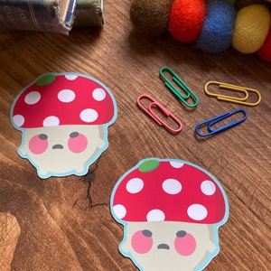 Cute Mushroom Sticker-Kawaii Sticker/Decal Planners and Journal-Grumpy Toadstool Sticker-Scarp booking Waterproof Matt Vinyl Sticker image 3