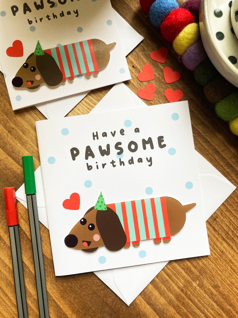 Birthday Card for Her Cute Handmade Birthday Card Funny Pun Birthday Card for Her Mum/Wife/Daughter Sausage/Dachshund Birthday Card image 6