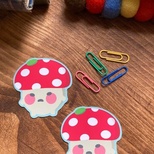 Cute Mushroom Sticker-Kawaii Sticker/Decal Planners and Journal-Grumpy Toadstool Sticker-Scarp booking Waterproof Matt Vinyl Sticker image 8