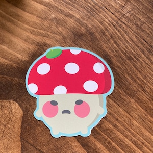 Cute Mushroom Sticker-Kawaii Sticker/Decal Planners and Journal-Grumpy Toadstool Sticker-Scarp booking Waterproof Matt Vinyl Sticker image 5