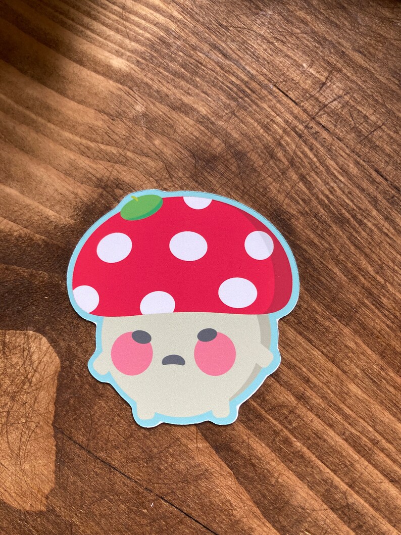 Cute Mushroom Sticker-Kawaii Sticker/Decal Planners and Journal-Grumpy Toadstool Sticker-Scarp booking Waterproof Matt Vinyl Sticker image 5