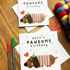 Birthday Card for Her Cute Handmade Birthday Card Funny Pun Birthday Card for Her Mum/Wife/Daughter Sausage/Dachshund Birthday Card image 2
