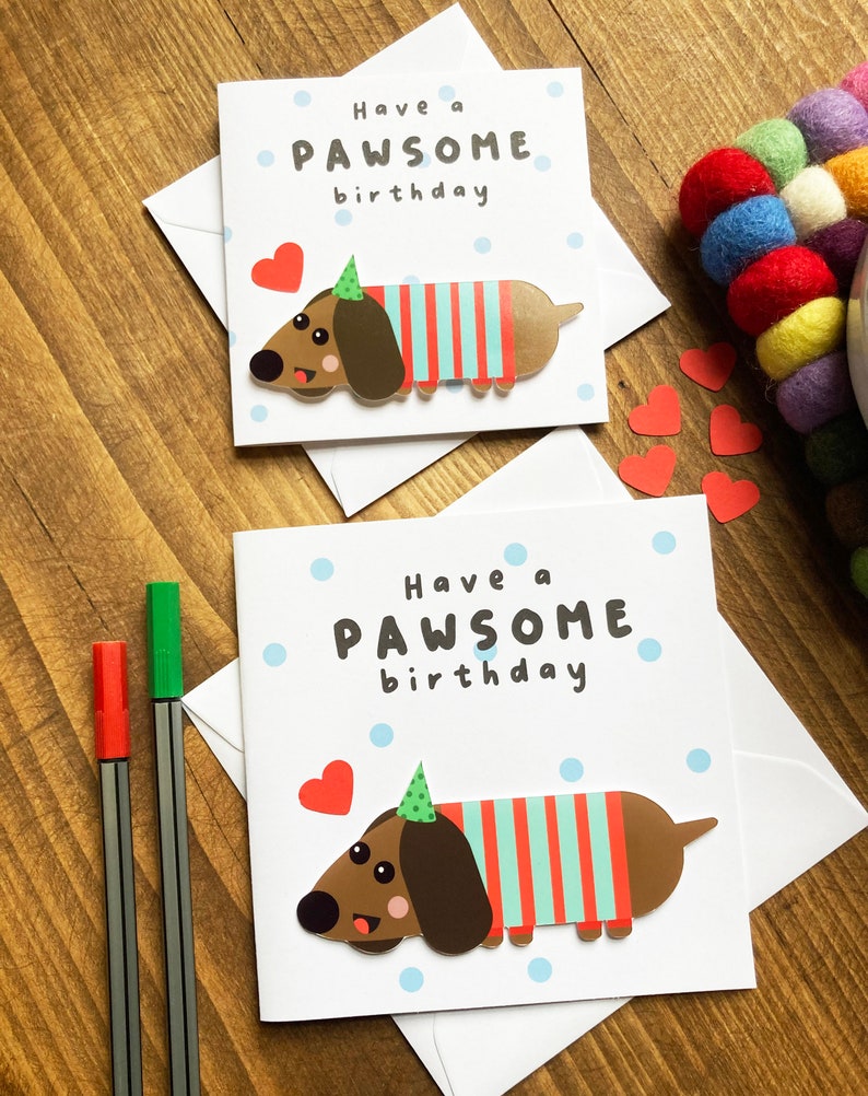 Birthday Card for Her Cute Handmade Birthday Card Funny Pun Birthday Card for Her Mum/Wife/Daughter Sausage/Dachshund Birthday Card image 2